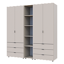 Розпашна Шафа для одягу Doros Гелар з Етажеркою Кашемір 2+2 ДСП 193.2х49.5х203.4 (80737649), фото 2