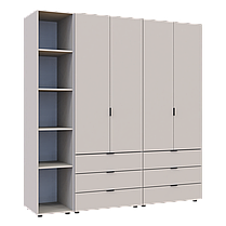 Розпашна Шафа для одягу Doros Гелар з Етажеркою Кашемір 2+2 ДСП 193.2х49.5х203.4 (80737649), фото 5