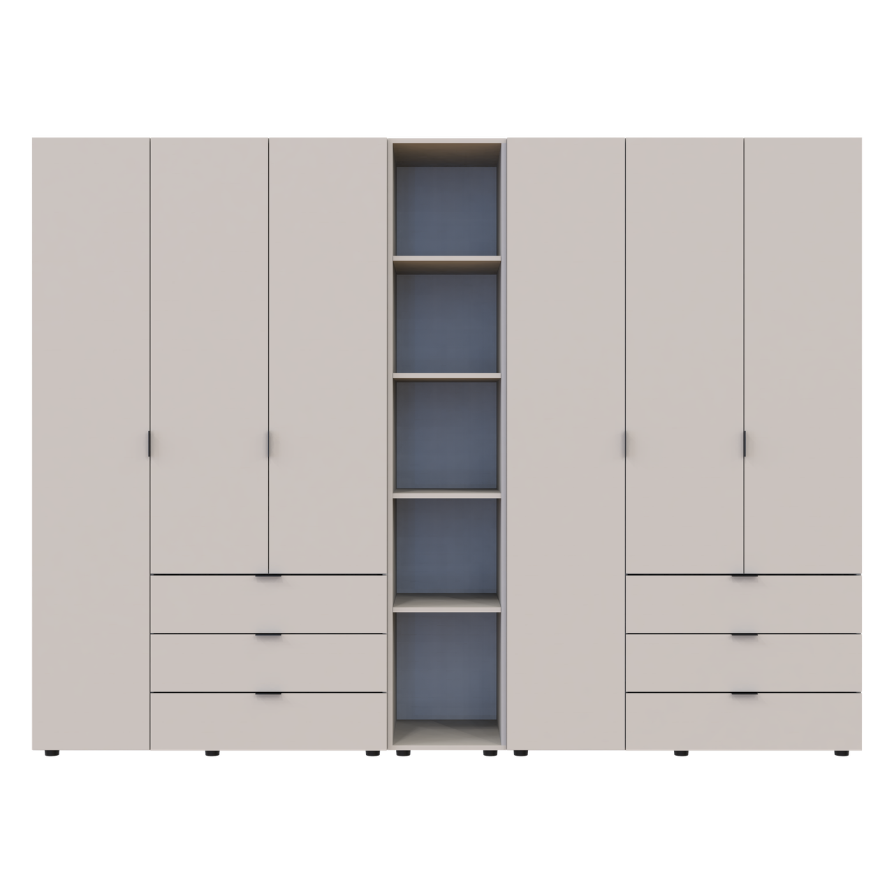 Розпашна Шафа для одягу Doros Гелар з Етажеркою Кашемір 3+3 ДСП 270.6х49.5х203.4 (80737652)