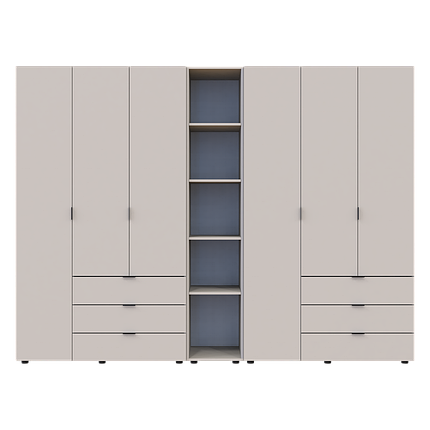 Розпашна Шафа для одягу Doros Гелар з Етажеркою Кашемір 3+3 ДСП 270.6х49.5х203.4 (80737652), фото 1