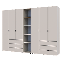 Розпашна Шафа для одягу Doros Гелар з Етажеркою Кашемір 3+3 ДСП 270.6х49.5х203.4 (80737652), фото 3