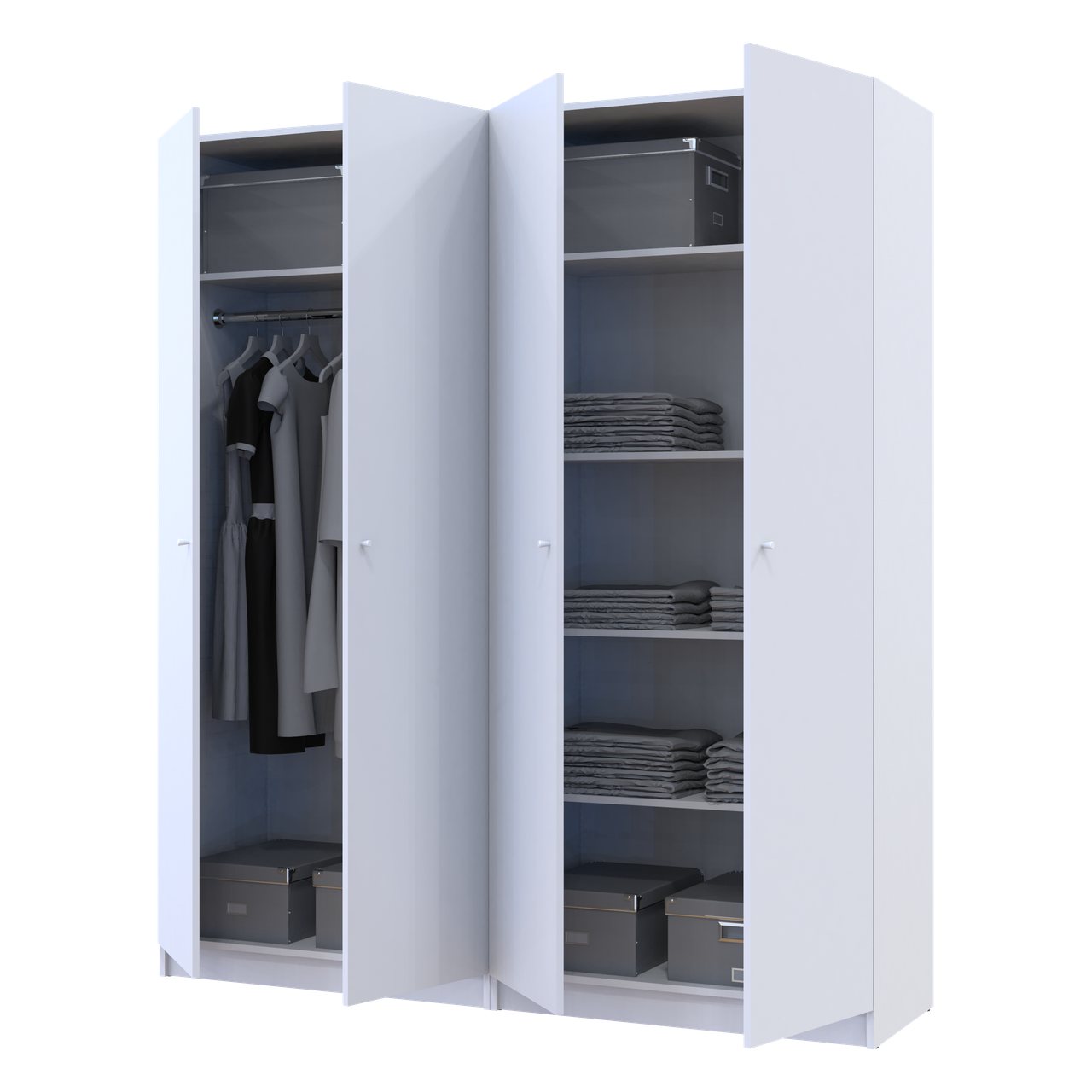 Комплект Doros Промо з полицями Білий 2+2 ДСП 180х48х204 (44900288)