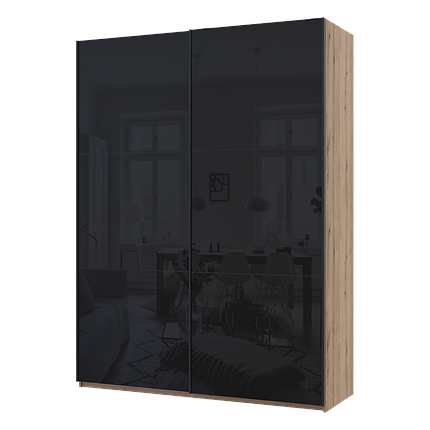 Шафа купе Doros G-Caiser Дуб Евок / Чорний 2 Скла / 3 частини 180х60х240 (80737751), фото 1