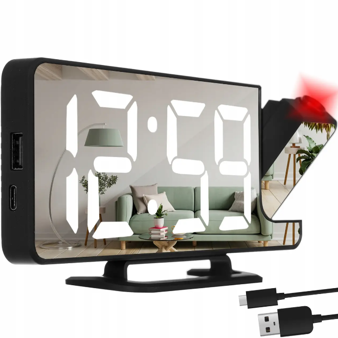 Світлодіодний годинник LED дзеркальний - будильник з проектором Izoxis (19576), фото 1