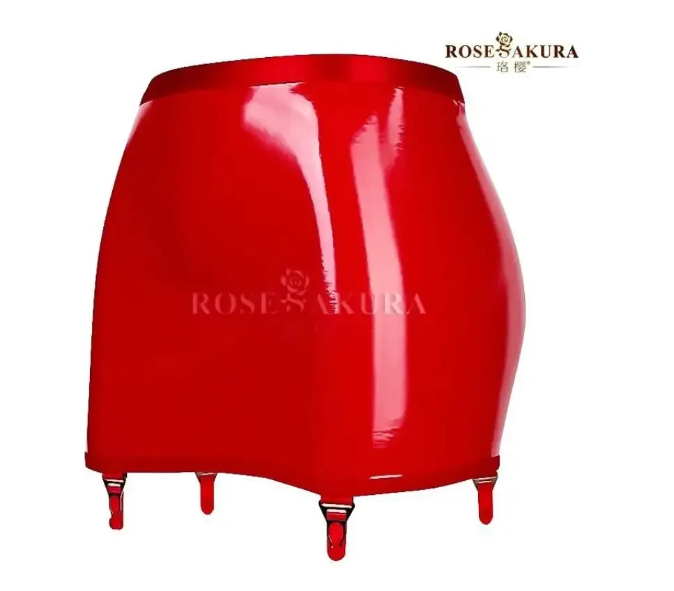 Червоний жіночий пояс для панчох з латексу, фото 1