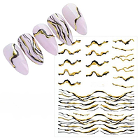 Слайдер дизайн для ногтей JO-1821, золотисто-черный