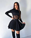 Жіноча приталена міні сукня з імітацією корсета, фото 2