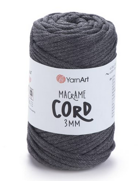 Пряжа Макраме Корд 3мм-758 темно-сірий, фото 1