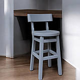 Табурет Дублін зі спинкою з дерева Вільха 58 см сірий, фото 2