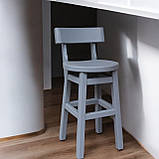 Табурет Дублін зі спинкою з дерева Вільха 58 см сірий, фото 3