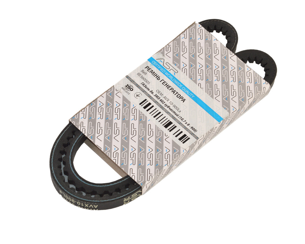 Ремінь генератора Газель дв. ЗМЗ 402 зубчастий (10,7 х 8 - 900) (BE360005) (ASR), фото 1