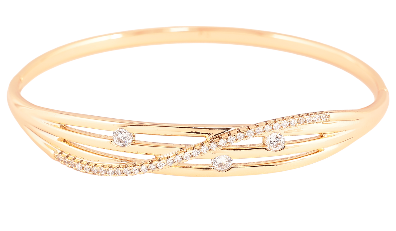 Браслет Xuping Позолота 18K «Декоративний візерунок з цирконієм» ø 6см