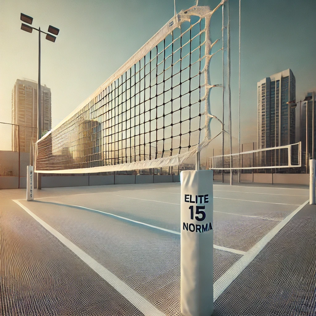 Сітка для волейболу безвузлова "Еліт 15 норма" з тросом, сітка волейбольна, біла, фото 1