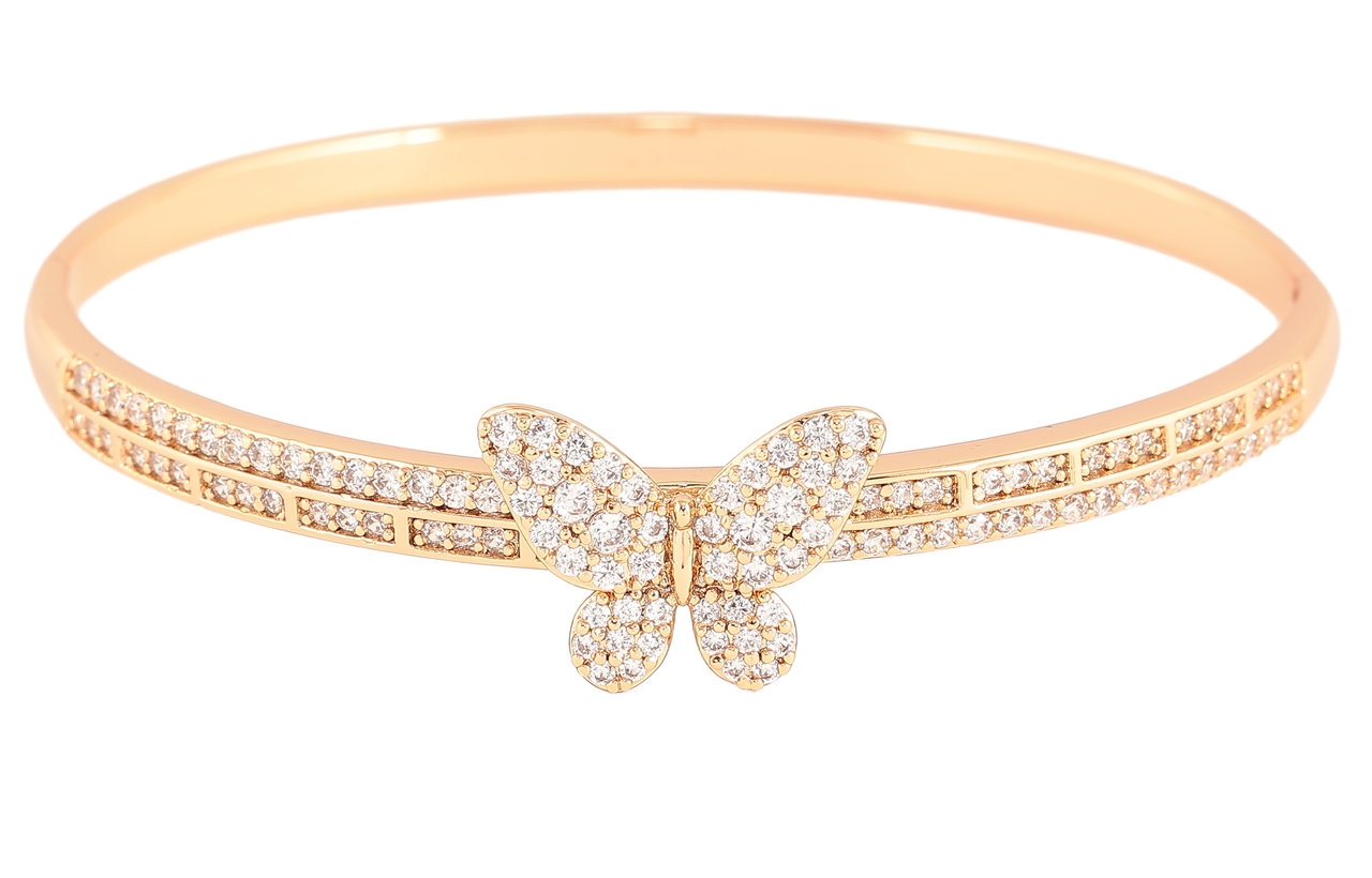 Браслет Xuping Позолота 18K «Візерунок метелик з інкрустацією цирконієм» ø 6см