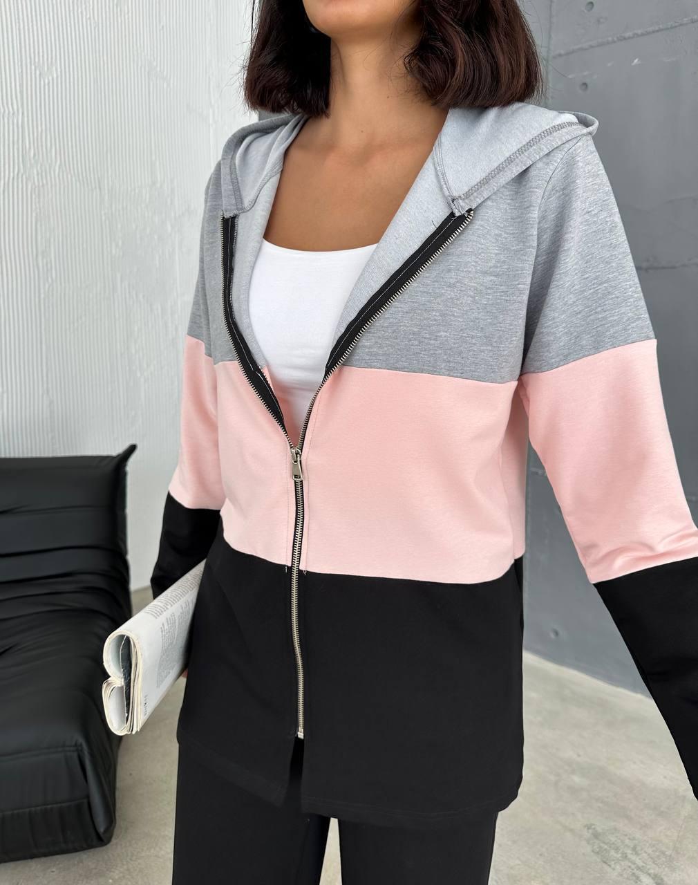 Жіночий осінній спортивний костюм на блискавці. Розміри: 42-44, 46-48. Колір: як на фото. - фото 1 - id-p2182247148