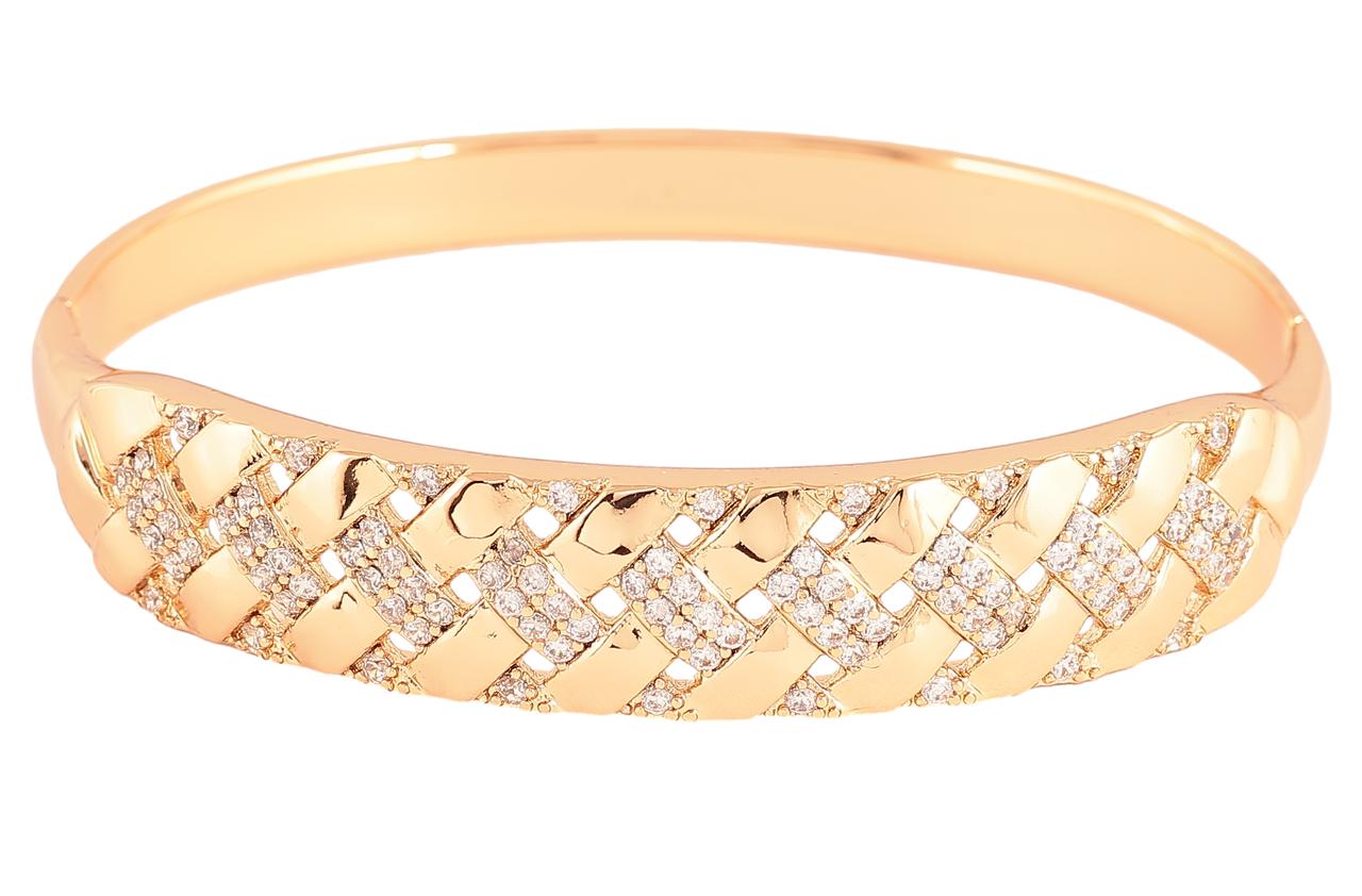 Браслет Xuping Позолота 18K «Декоративний візерунок з цирконієм» ø 6см