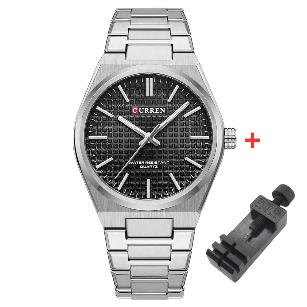 Чоловічий кварцовий годинник Curren 8439 Silver-Black з металевим браслетом, фото 1