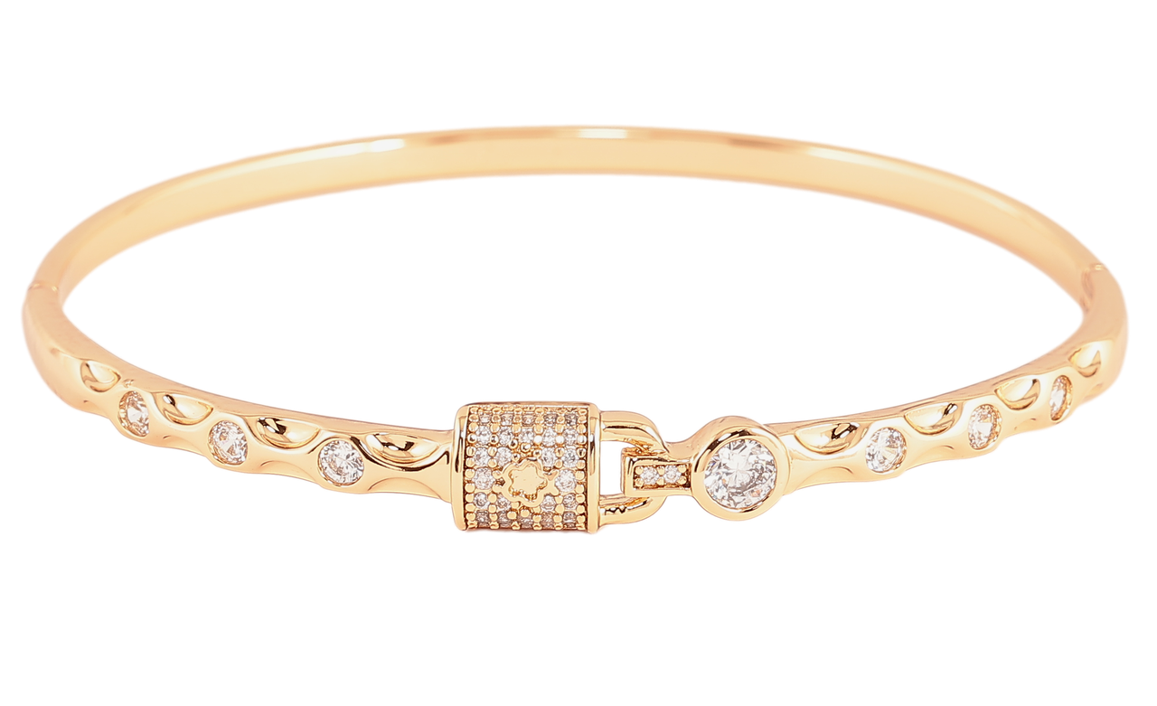 Браслет Xuping Позолота 18K «Замочок з цирконієм» ø 6см