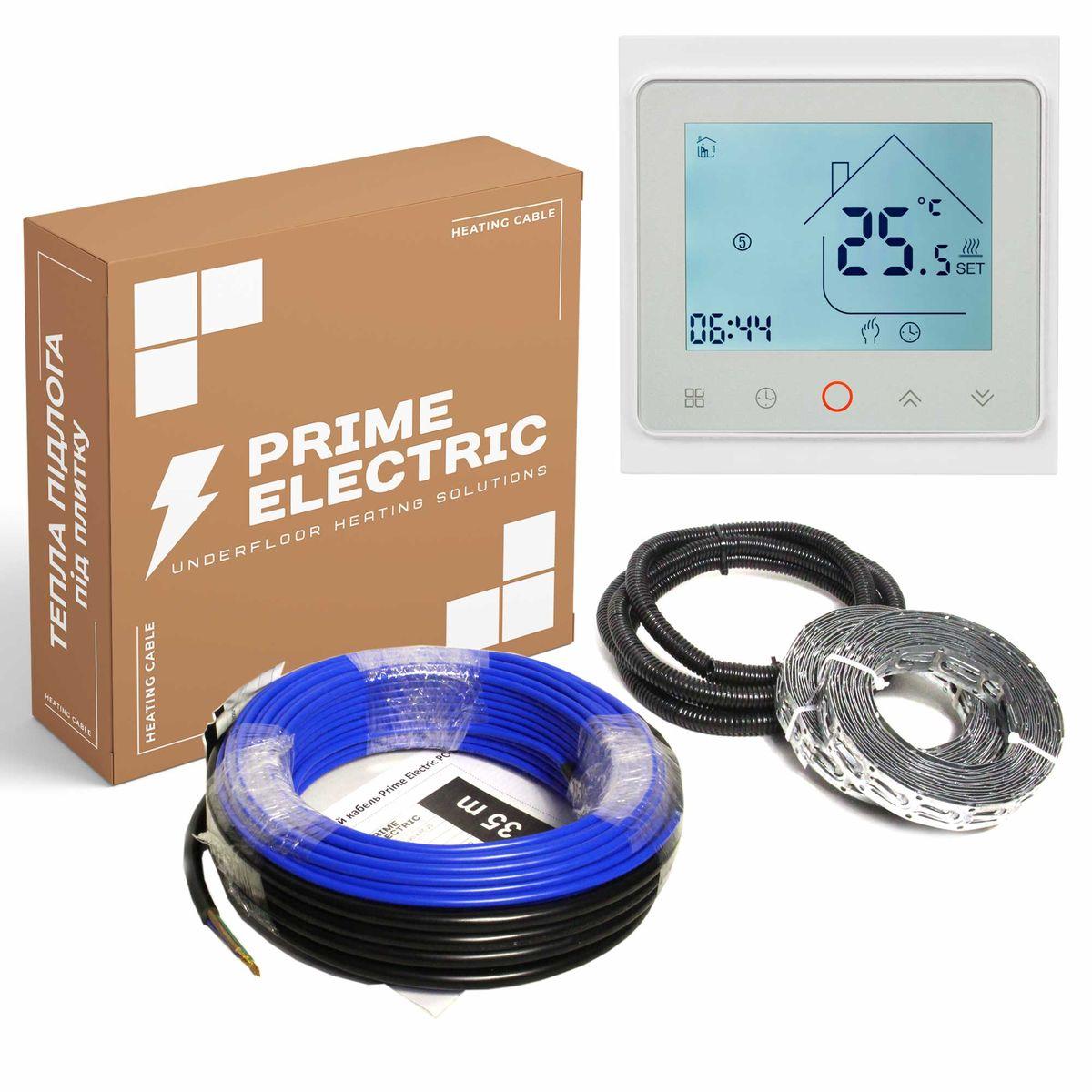 60м -   Prime Electric PC-20 нагрівальний кабель 1200W з програмованим WiFi терморегулятором білим