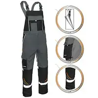 Полукомбинезон защитный, форма для рабочих, спецодежда,роба со Светоотражающими Элементами PROFESSIONAL-REF