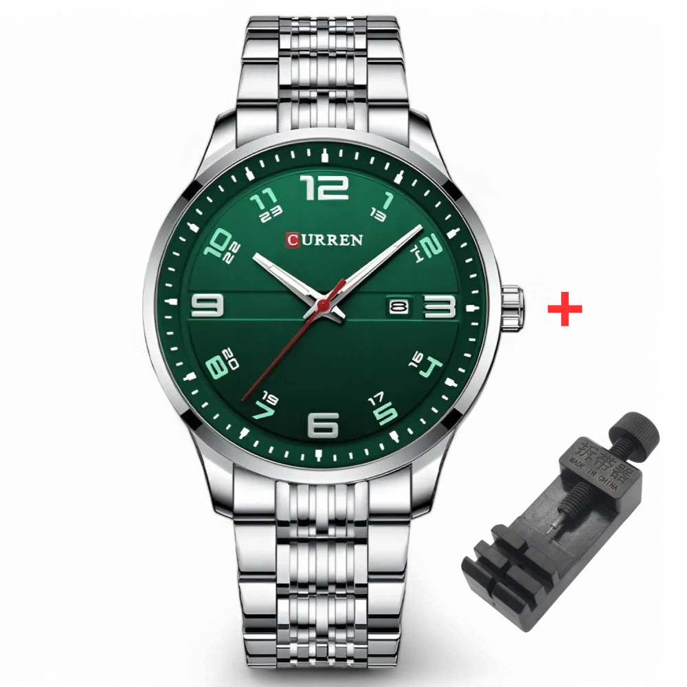 Чоловічий кварцовий годинник з датою Curren 8411 Silver-Green