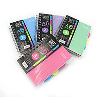 Зошит на спіралі "Смугастий" клітина, A6 P120 70G роздільник 1шт/єтік