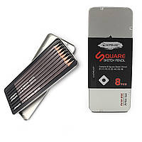 Набір олівців для ескізів "Acmeliae" 8шт.2H.H.HB.B.2B.4B.6B.8B mix. 1шт/єтік