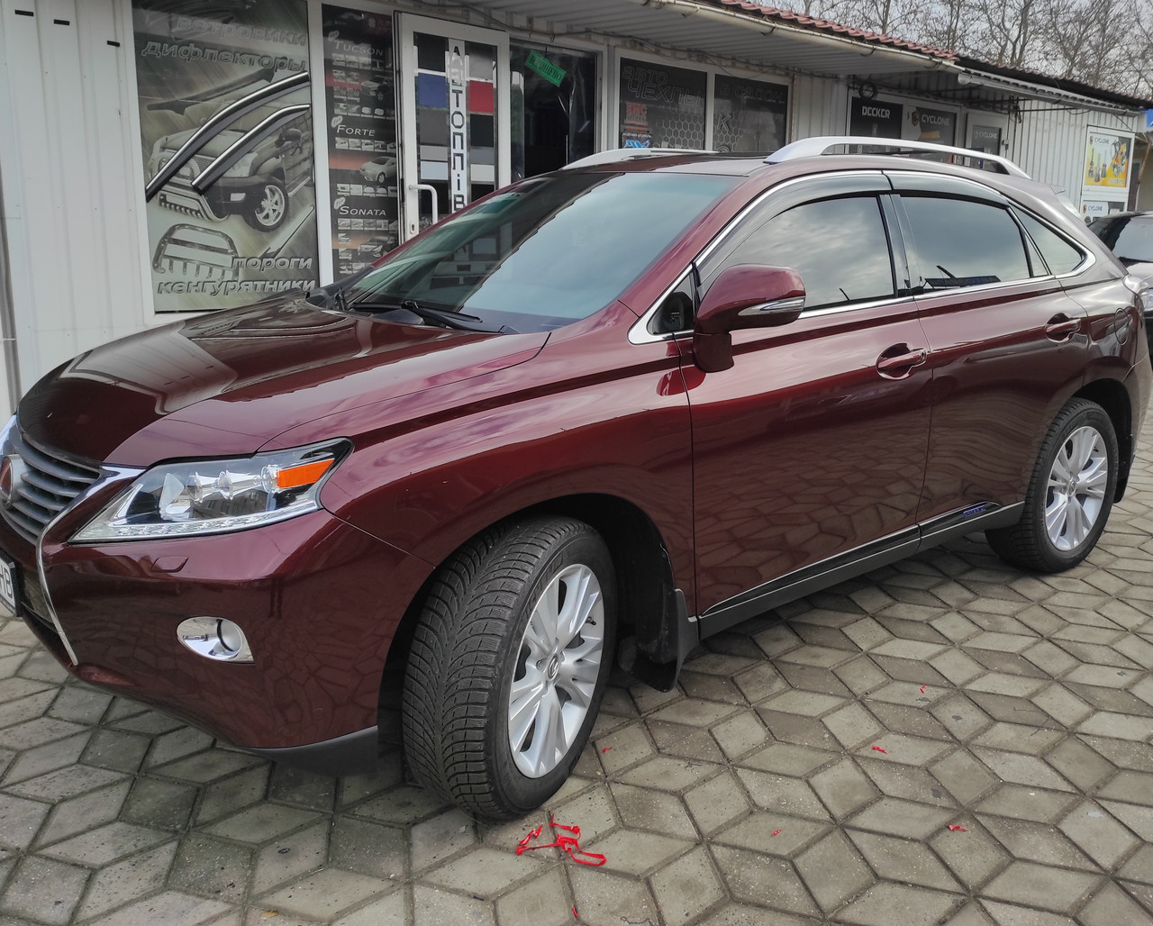 Дефлектори вікон із хром молдингом (вітровики) Lexus RX 2009-2015