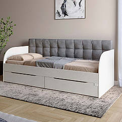 Дитяче односпальне ліжко LION Л-7 з шухлядами та ламелями 90x200 см Бетон Style (LION-041087)