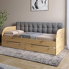 Дитяче односпальне ліжко LION Л-7 з шухлядами та ламелями 90x200 см Дуб артизан (LION-041090)