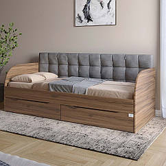 Дитяче односпальне ліжко LION Л-7 з шухлядами та ламелями 90x200 см Дуб ліворно (LION-041091)