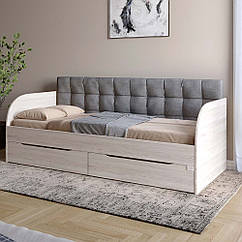 Дитяче односпальне ліжко LION Л-7 з шухлядами та ламелями 90x200 см Самоа димчастий (LION-041097)