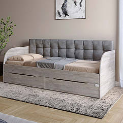 Дитяче односпальне ліжко LION Л-7 з шухлядами та ламелями 90x200 см Шварцвальд (LION-041098)