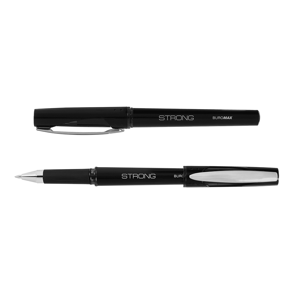 Ручка гелева Buromax STRONG 0.7 мм, з гумовим грипом, чорнило чорного кольору