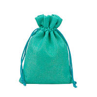 Мішечок подарунковий 10 x 14 см із мішковини на затяжках зелений 50 шт (006395)