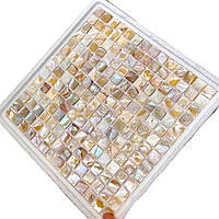 Мозаїчні плитки з черепашок перламутрові 30*30 см 14*14 штук на самоклейці зі швами темна