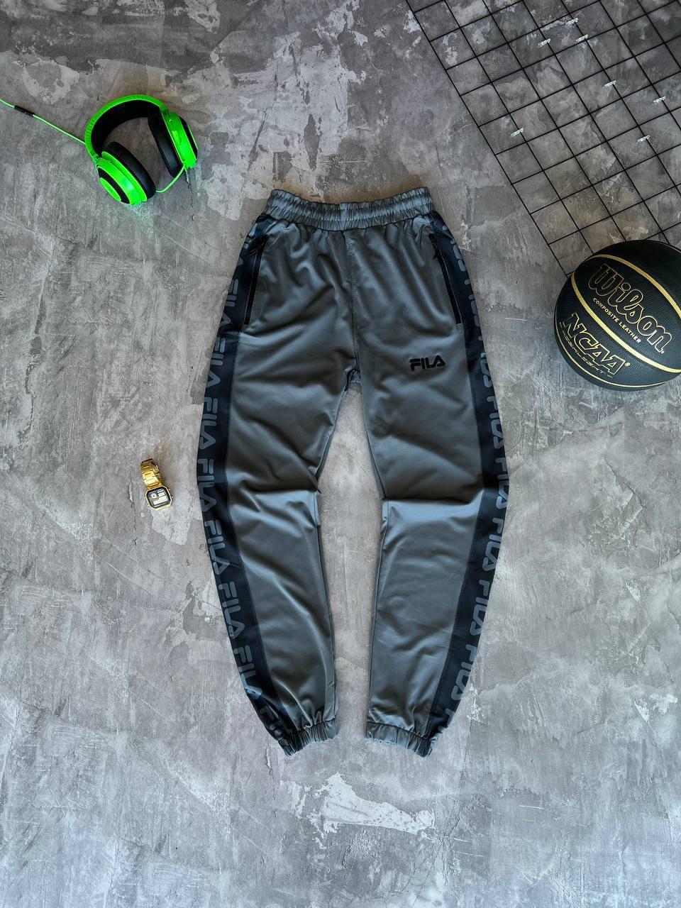 Спортивні штани чоловічі сірі осінь-весна однотонні фірмові Fila (Філа)