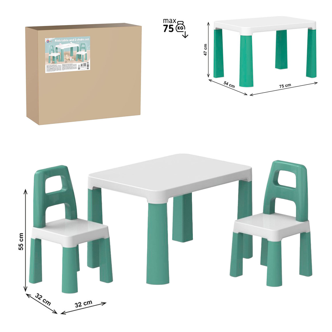 Столик з 2 стільчиками Technok Toys, Mint, фото 1
