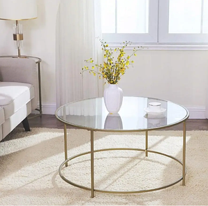 Круглий скляний журнальний столик Vasagle LGT21G