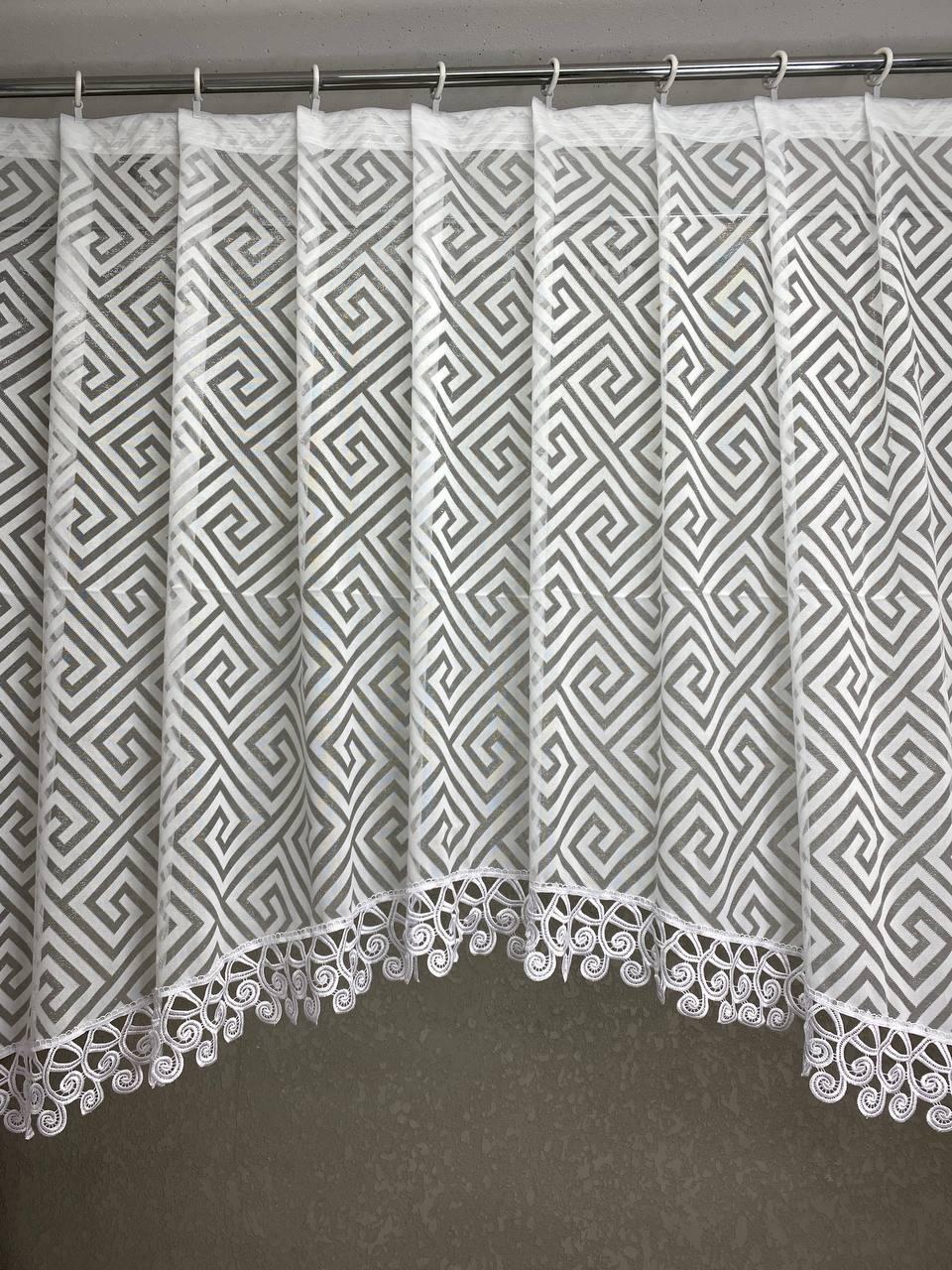 Готова фіранка, арка жаккард Версачі біла(3м. 4м. 5м.) (мереживо біле)  (1,55) на (1,25)