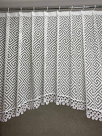 Готова фіранка, арка жаккард Версачі біла(3м. 4м. 5м.) (мереживо біле)  (1,55) на (1,25)