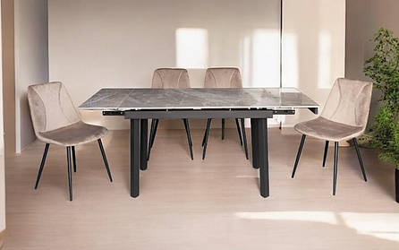 Стіл обідній розкладний керамічний стільниця ASHWOOD DT-2402B Grey glossy ceramics Evrodim, фото 1