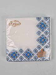 Паперова двошарова серветка (ЗЗДЗЗ, 16 шт.) La Fleur Вишиванка блакитна (1 пачка)