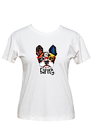 Футболка жіноча біла DNA з принтом "French Bulldog"