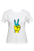 Футболка жіноча біла DNA з принтом "Перемога"