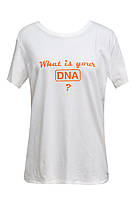 Футболка жіноча біла DNA з принтом "What is your DNA?"