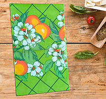 Рушник кухонний "Апельсин Салат". 25 х 41 см (салфетка кухонна) Бавовна