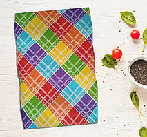 Рушник кухонний "Райдуга квадрати" 25 х 41 см (салфетка кухонна) Бавовна