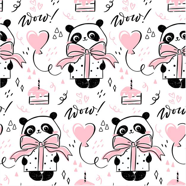 Подарунковий крейдований папір LOVE&HOME Панда 0,7х2 м 70 г/м² (1PAPPR99), фото 1