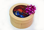 Екопаковка кругла 90*60 мм із прозорою кришкою форма з дерева (шпона), фото 2
